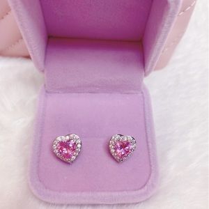pink heart stud earrings